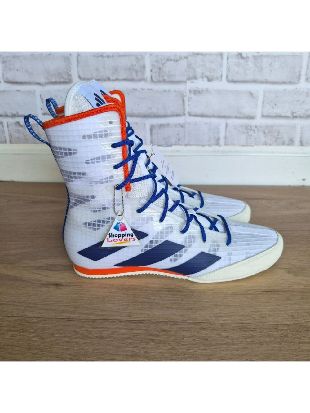 ⭐Adidas Box Hog 4 High Top Size 7 Boxing Men's shoes Sneakers White Blue JP9847